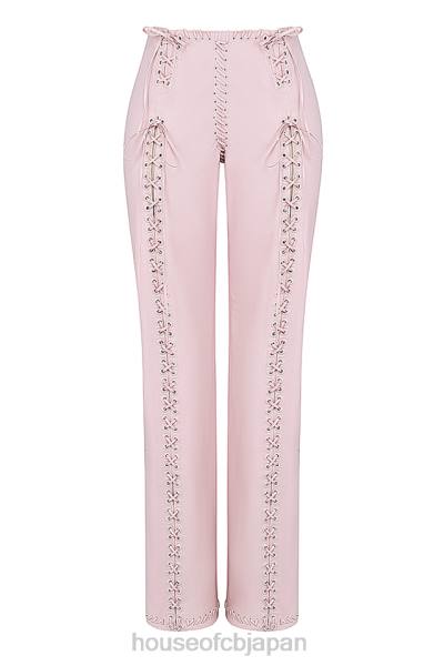 衣類 House of CB エリオット ピーチ ビーガン レザー レースアップ パンツ 0N8J844